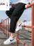 COZOK 八分裤男直筒子2021新款士冰丝夏季薄款宽松速干休闲运动 020黑色束脚 L