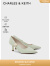 CHARLES&KEITH【SALE】CK1-61720078女士金属装饰尖头高跟单鞋婚鞋 Sage Green灰绿色 35
