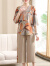 俞兆林彬浩年轻妈妈2024夏装新款中老年短袖洋气小衫套装七分袖两件套 橘色 2XL (适合110-125斤)