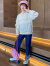 迪士尼（Disney）2024新款春秋洋气中大童女时髦花边卫衣珍珠翻边牛仔直筒裤 图片色 150cm