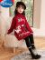 迪士尼（Disney）儿童羊毛衫女童红色新年圣诞毛衣2023新款女大童中长款外穿针织衫 红色【加绒加厚】 160 码【身高150-160】