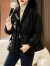 I·G·H高定品牌女装今年流行西装领短款羽绒服女小个子冬季加厚面包服修身2022年新款 黑色 S（80-115斤）
