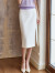 ROEYSHOUSE罗衣气质白色开叉半身裙女春装新款知性职业修身中长裙08190 白色 S