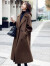 歌珀莱品牌女装咖色双面羊绒大衣女中长款2022年冬季新款赫本风羊毛呢外套 咖啡色 S