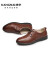 康奈男鞋新款休闲皮鞋 男士商务休闲鞋子圆头软面皮系带款鞋子1167728 红棕色 41
