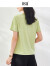 欧莎（OSA）白色印花冰丝t恤女士短袖宽松体恤22年新款夏季小众短款上衣 绿色 XS