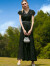 帝弗·润驰2024夏装新款黑色连衣裙超长款精致剪花修身V领长裙及踝 黑色 3XL