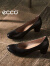 爱步（ECCO）高跟鞋 女鞋优雅圆头浅口粗跟单鞋女 雕塑45  230203 黑色23020301001 38