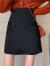 兰铂丽斯大码女装不规则半身裙女秋季新款胖mm高腰气质梨形身材包臀短裙 黑色 2XL建议140-155斤