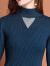 梵蒂沃（FANDIWO）品牌长袖针织连衣裙女秋冬季新款时尚毛衣打底裙子 深蓝色 M