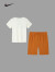 NIKE 耐克童装男童短袖T恤短裤2件套2024夏季新款儿童纯棉套装小婴童 镉黄 130/64(7)