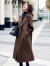 歌珀莱品牌女装咖色双面羊绒大衣女中长款2022年冬季新款赫本风羊毛呢外套 咖啡色 S