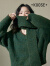 阔色（kuose）绿色短款V领套头毛衣女秋冬季新款围巾保暖穿搭针织衫 绿色毛衣1011 S