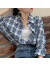 JOOLE YAYI2024夏季韩版宽蓝色格子衬衫长袖凉感潮流女装 墨蓝格子衬衣 均码