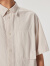 速写男装春秋新款短袖衬衣棉质刺绣衬衫箱型设计简约年轻个性 123乳白色 XS