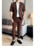 梵洛幽西服套装男2024新款纯色华夫格韩版修身潮流五分袖外套九分裤一套 咖啡色 3XL