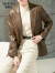 娅丽达（YERAD）皮衣西装外套女2024春季新款感pu美式复古夹克棕色上衣 咖色(G0) L