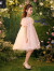 法古曼女童连衣裙年季季新款花朵公主纱裙儿童甜美薄款泡泡袖 粉色 100cm(100cm)