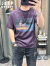 JEEP SPIRIT短袖t恤衫2024夏季新款高端卡通印花半袖体恤衫休闲青年男装上衣 紫色 M 建议100斤-130斤