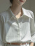 啄木鸟春季法式别致条纹长袖衬衫女装设计感小众通勤职业衬衣感上衣 白色 M