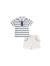 戴维贝拉（DAVE＆BELLA）夏季小童绅士风套装男童宝宝假领带两件套休闲儿童可爱衣服 蓝白条纹 73cm（建议身高66-73cm）