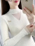 CIXU 设计师品牌女装 上衣女2022年新款秋冬季修身半高领蕾丝洋气毛衣长袖针织打底衫潮 白色 L码 建议体重105-115斤