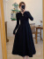 乐钻（LEZUAN）2024年新款国风新中式盘扣连衣裙春季小个子黑色内搭长裙子女装 黑色(高品质) M(100-110斤拍)
