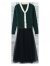 歌米拉（Gemila）针织连衣裙女法式修身V领长款秋冬新款气质百搭网纱毛衣裙 绿色 M