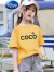 迪士尼品牌童装棉质童装女童T恤女夏装短袖2022新款韩版儿童中大童洋气上衣服潮夏天小孩穿的 黄色#黑COCO 140 建议身高130-140
