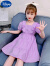 迪士尼（Disney）女童连衣裙2024夏季新款美观大气中大童女孩洋气时髦儿童夏装裙子 紫色 140cm