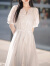 拉夏贝尔（La Chapelle）天丝连衣裙女白月光裙刺绣仙女裙2024新款夏季女装气质短袖裙子女 白色 L