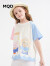 MQD童装女童凉感短袖儿童趣味韩版T恤 浅蓝 150
