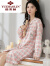 俞兆林品牌秋冬季新款纯棉长袖睡裙女士薄款修身格子家居服简约可外穿套 YS8621 L(适合160-165，体重100-120)