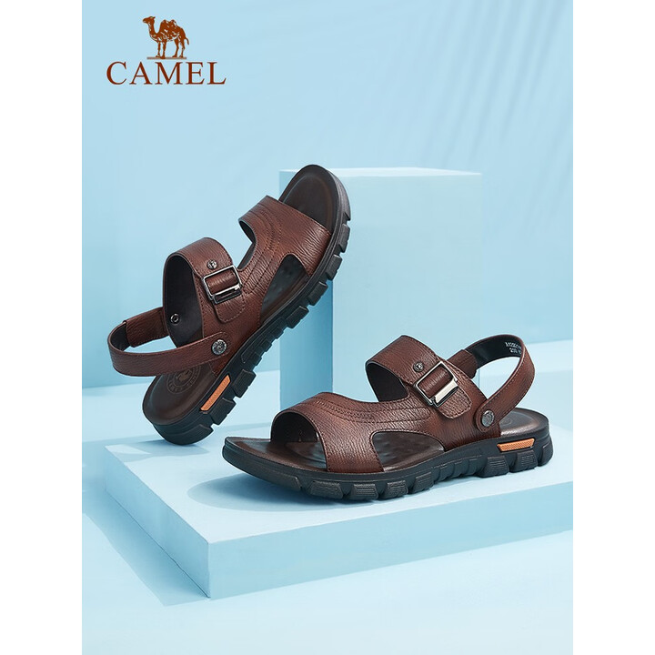 Camel 骆驼 一鞋两穿 头层牛皮软底 男式凉鞋 多重优惠折后￥114 四色可选