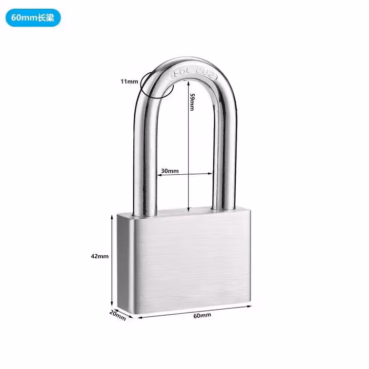 百金顿 304不锈钢挂锁 60mm长梁通开锁 户外仓库车厢大门电力表箱通用锁 防