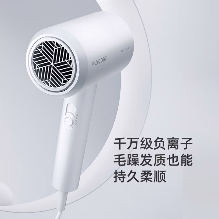 飞科 FLYCO 电吹风机 柔风负离子恒温护发 家用冷热大风量快速干发吹风筒FH