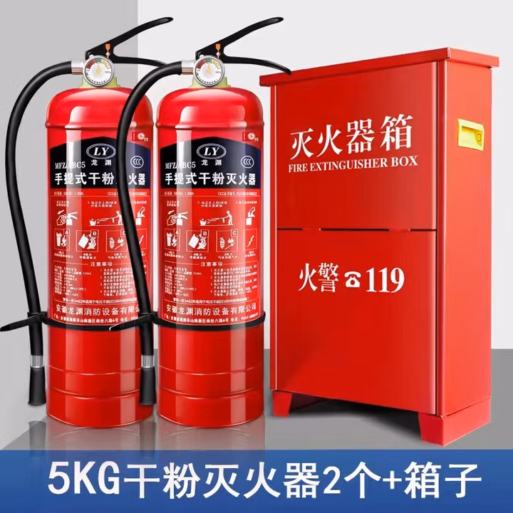 泰锐干粉灭火器店用商用酒店公司家用学校仓库用干粉出租房 5kg 干粉 灭火器+箱