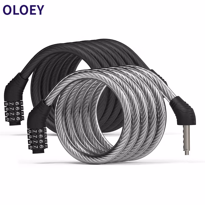 OLOEY可改密码四码山地车自行车单车锁条形钢丝密码锁钢缆锁 1B-150cm 