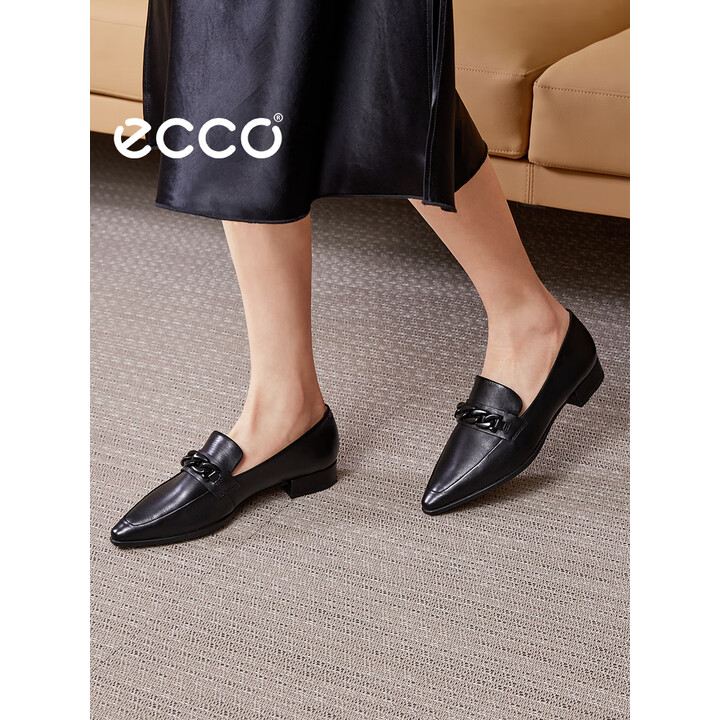 ECCO 爱步 Shape型塑20系列 羊皮革 女式尖头浅口粗跟穆勒鞋单鞋 214243 Plus会员折后￥407.05 两色可选