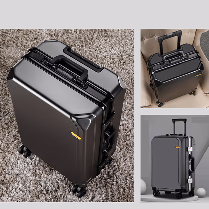 双星（doublestar）行李箱拉杆箱男次日达可登机箱大容量学生铝框密码箱旅行箱皮箱子 尊贵黑【加厚铝框可坐可踩】 20英寸 小型可上飞机-加厚箱体