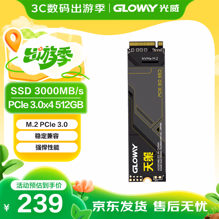 光威（Gloway）512GB SSD固态硬盘 M.2接口(NVMe协议)  PCIe 3.0x4 3000MB/s 天策系列