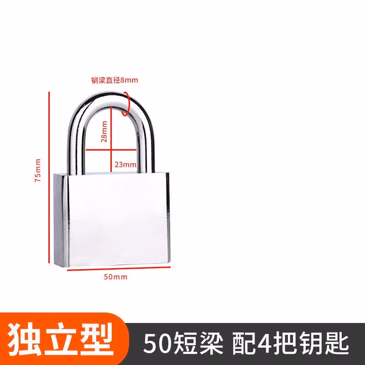 庆工挂锁通开锁通用锁具门锁不锈钢锁子宿舍柜子一把钥匙开多小号锁头 50mm短梁【