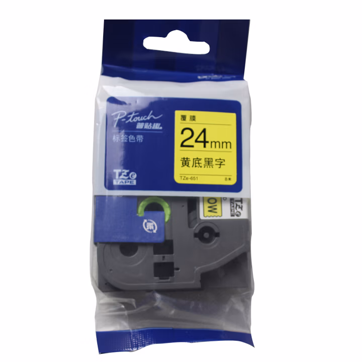 兄弟标签色带TZe-651 24mm*8m  黄底黑字 适用兄弟PT1650/7