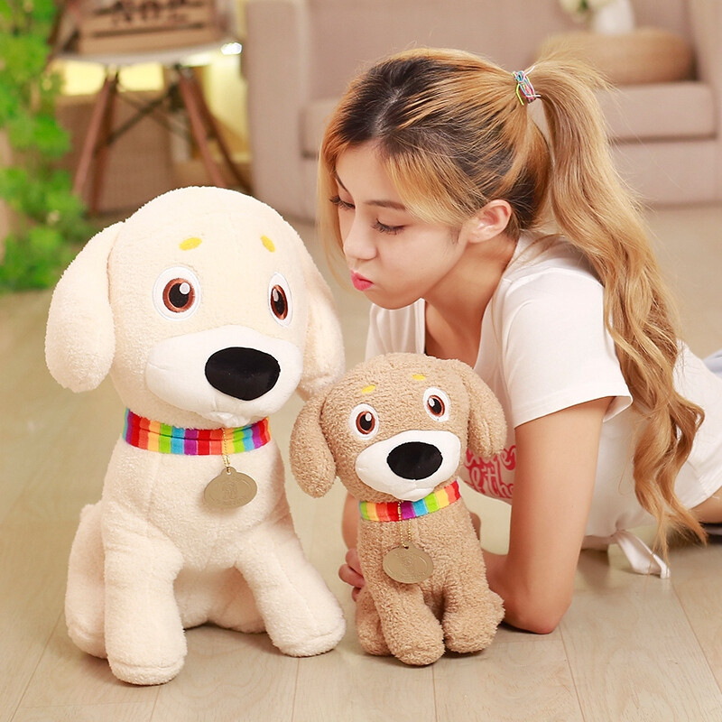 可爱彩巾狗毛绒公仔儿童玩偶娃娃装饰道具女生日礼物圣诞节礼物 粉色