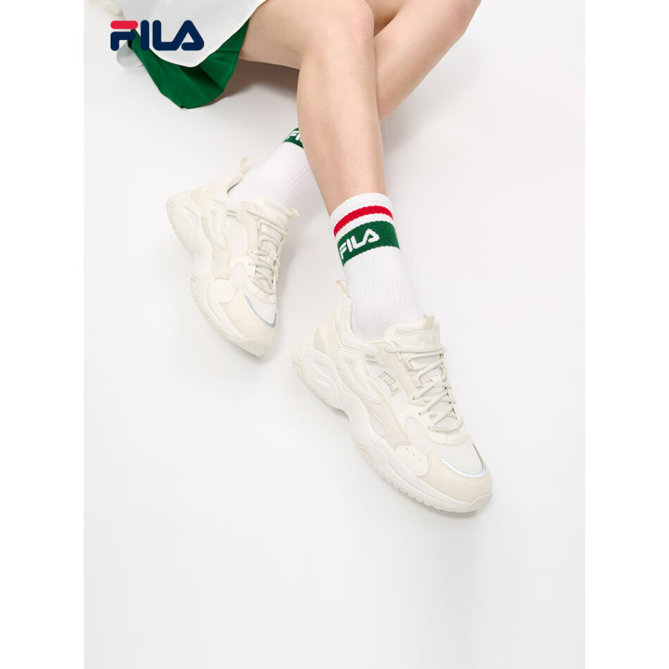 韩国进口，FILA 斐乐 Rayflide系列 女士羊皮拼接复古运动月牙鞋 3色