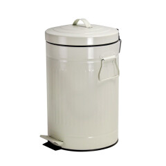 ihouse12升邮筒型垃圾桶家用卫生间脚踏式罗马纹卫生桶清洁工具 米白色 12L