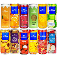芭提娅（恰芭）泰国进口果汁饮料12罐芒果葡萄橙汁椰汁桃汁苹果口味组合 芭提娅（恰芭）12罐组合