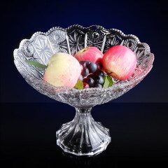 弗莱文茨高脚欧式创意水晶玻璃水果盘现代简约客厅茶几大果盆