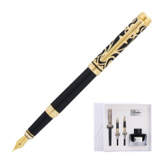 公爵（DUKE）钢笔铱金笔自营文具组合笔签字笔金属笔墨水礼盒套装领尚系列金色花纹