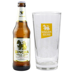 啤酒树（Beer Tree）泰国进口啤酒 胜狮系列啤酒 SINGHA duvel 胜狮啤酒1瓶加1个酒杯套装